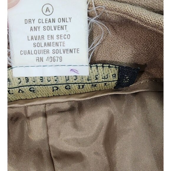 Vintage Harve Benard by Benard Holtzman Tan Wide Leg Cuffed Wool Blend Pants 10 - Picture 9 of 9